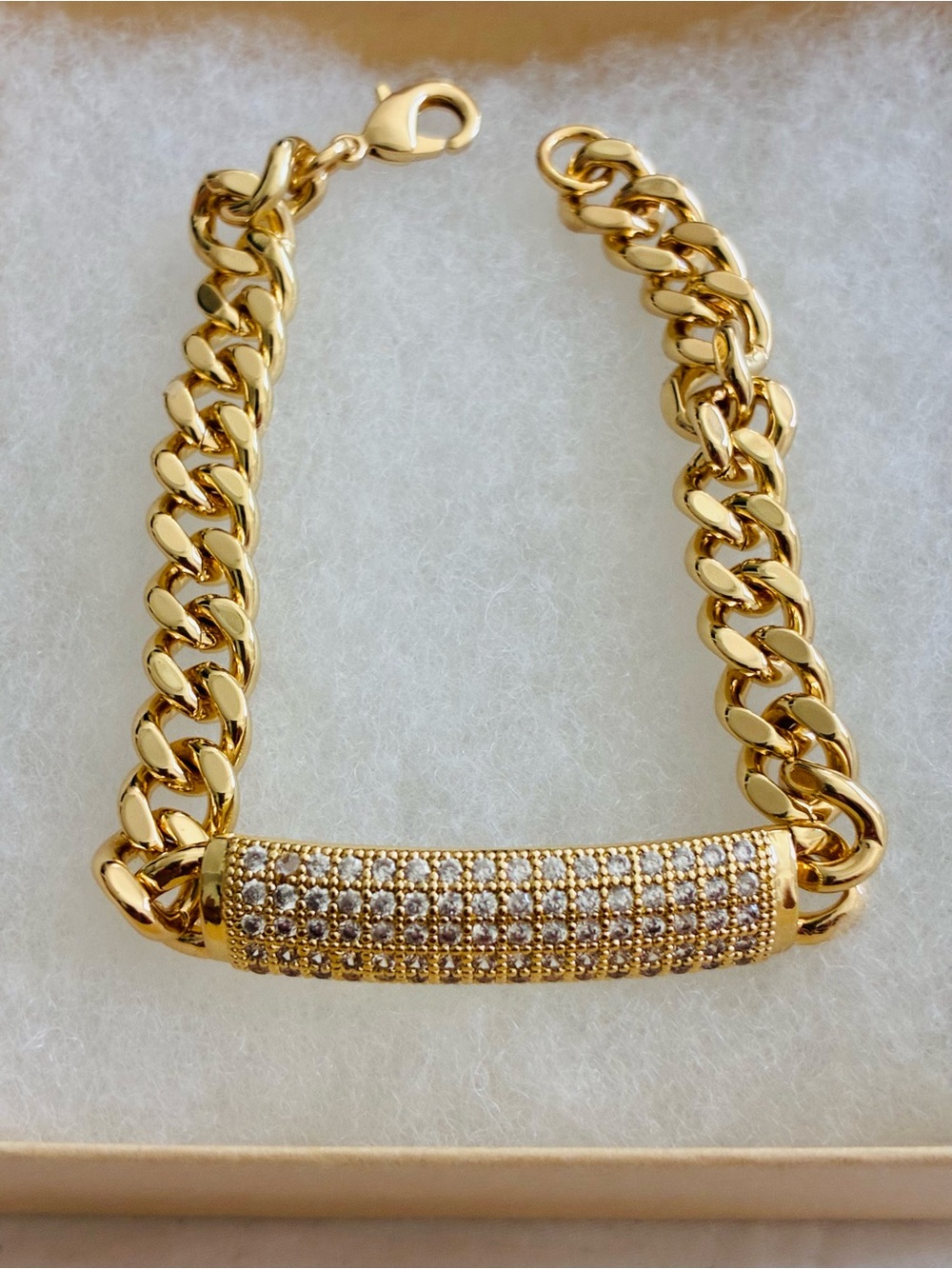 Nordstrom Gold Pave Curb-Chain Bracelet - Picture 2 of 8